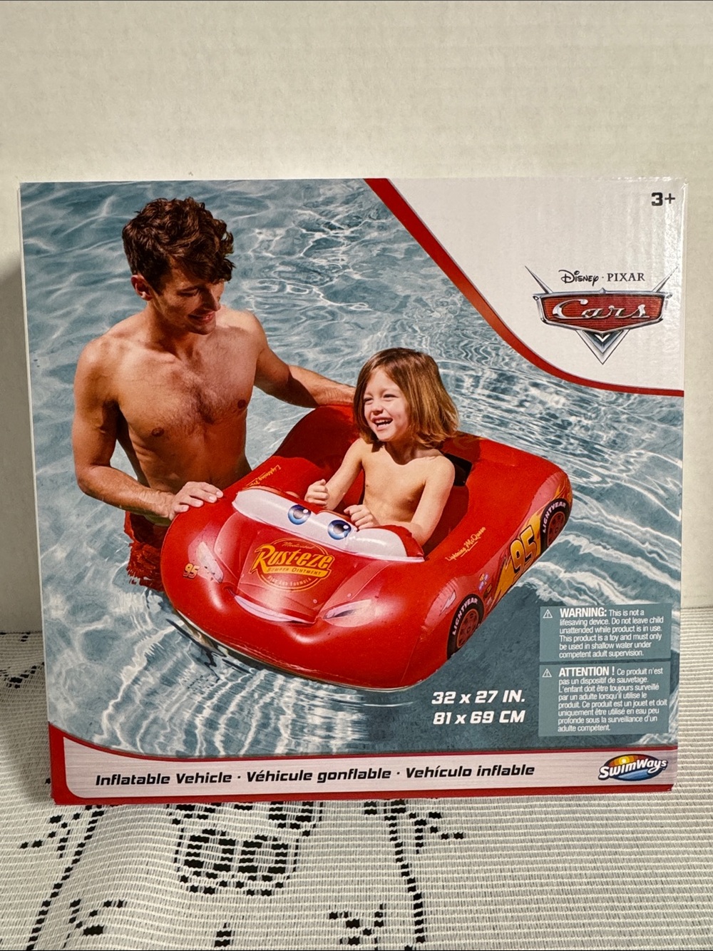 Disney Pixar Cars Lightning McQueen Inflatable Vehicle Pool Float 32”x27”